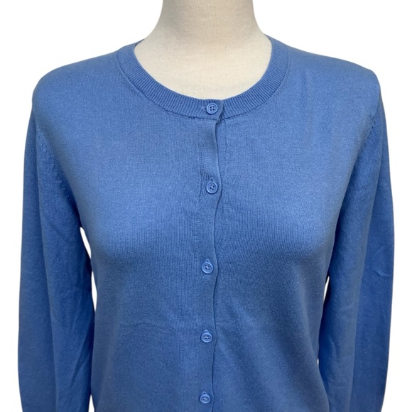 GAP Cornflower Blue Button Front 100% Cotton Cardigan Women's Size Large - Picture 2 of 7